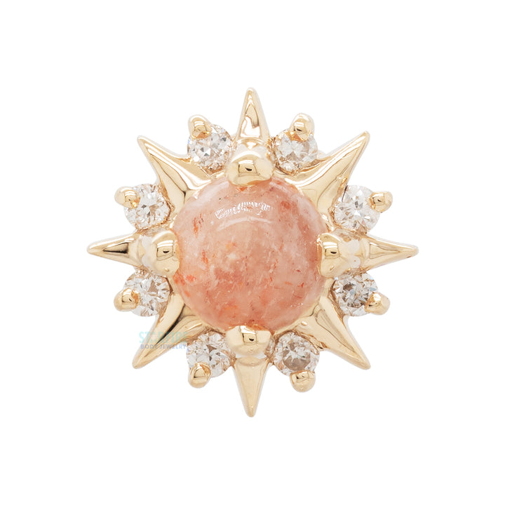 threadless: "Surya" End in Gold with Oregon Sunstone & Diamonds