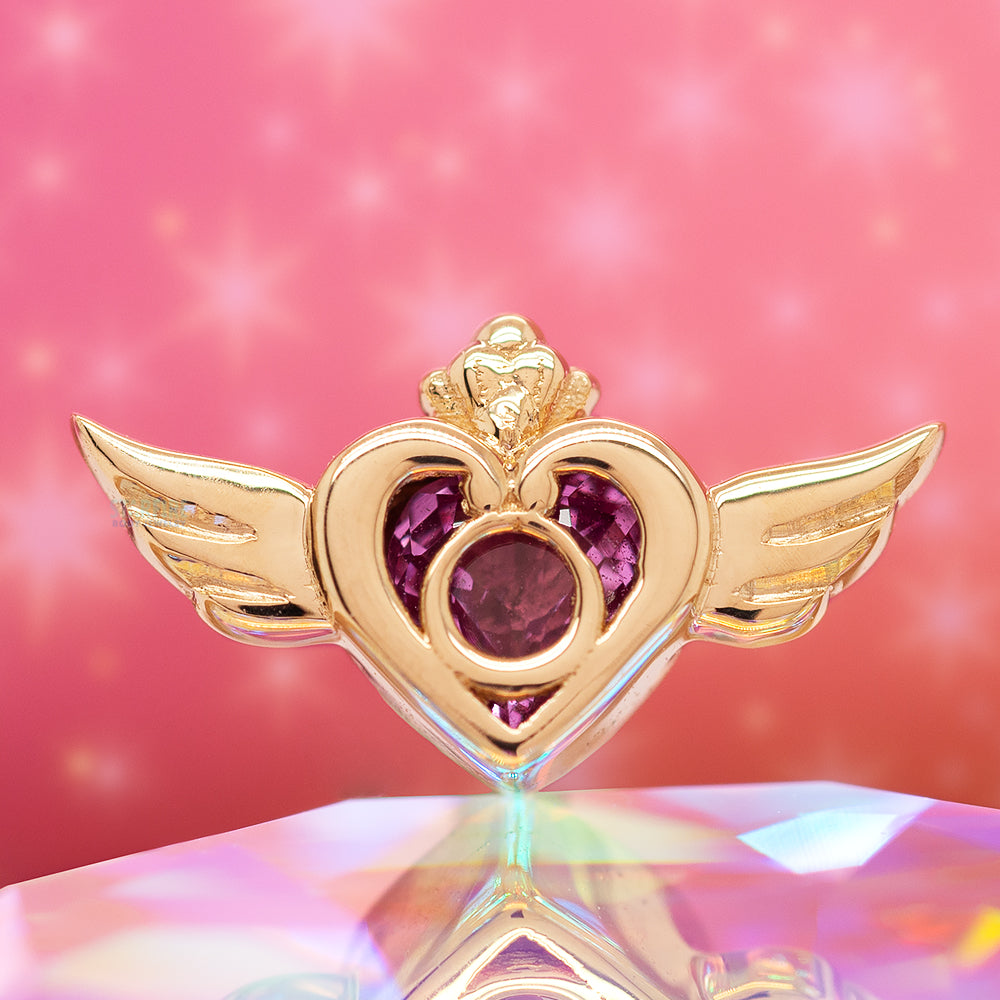 "Crisis Moon" Threaded End in Gold with Pink Sapphire