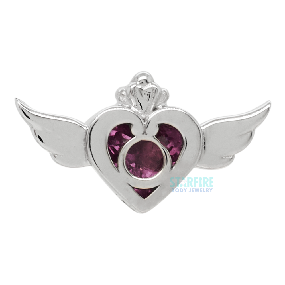 "Crisis Moon" Threaded End in Gold & Platinum with Pink Sapphire