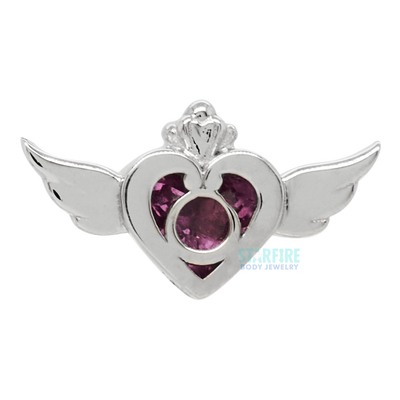 "Crisis Moon" Threaded End in Gold with Pink Sapphire