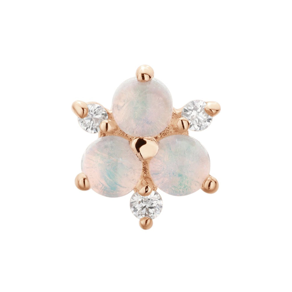 threadless: "Soleil" End in Gold with Genuine White Opal & Diamonds