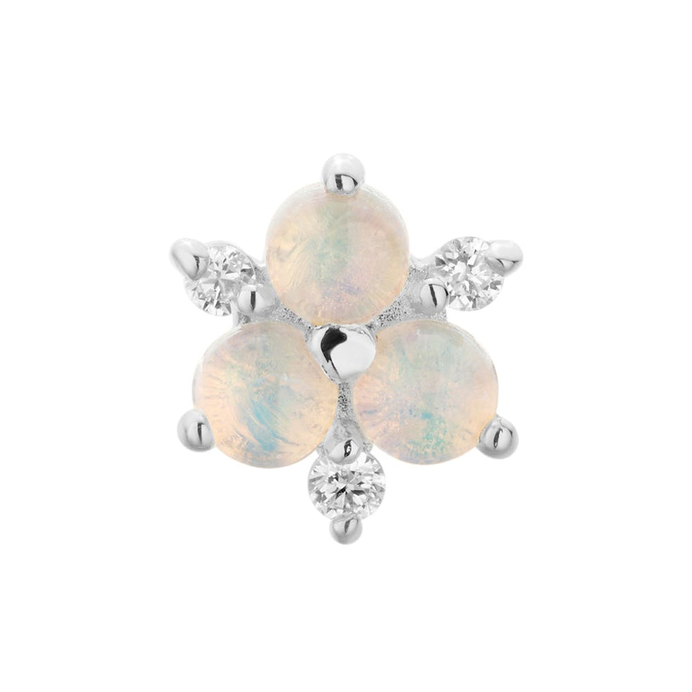 threadless: "Soleil" End in Gold with Genuine White Opal & Diamonds