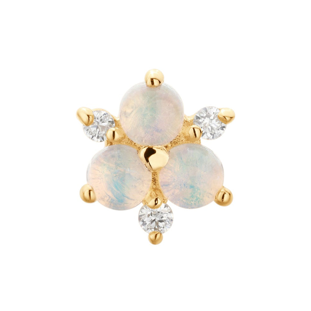 threadless: "Soleil" End in Gold with Genuine White Opal & Diamonds