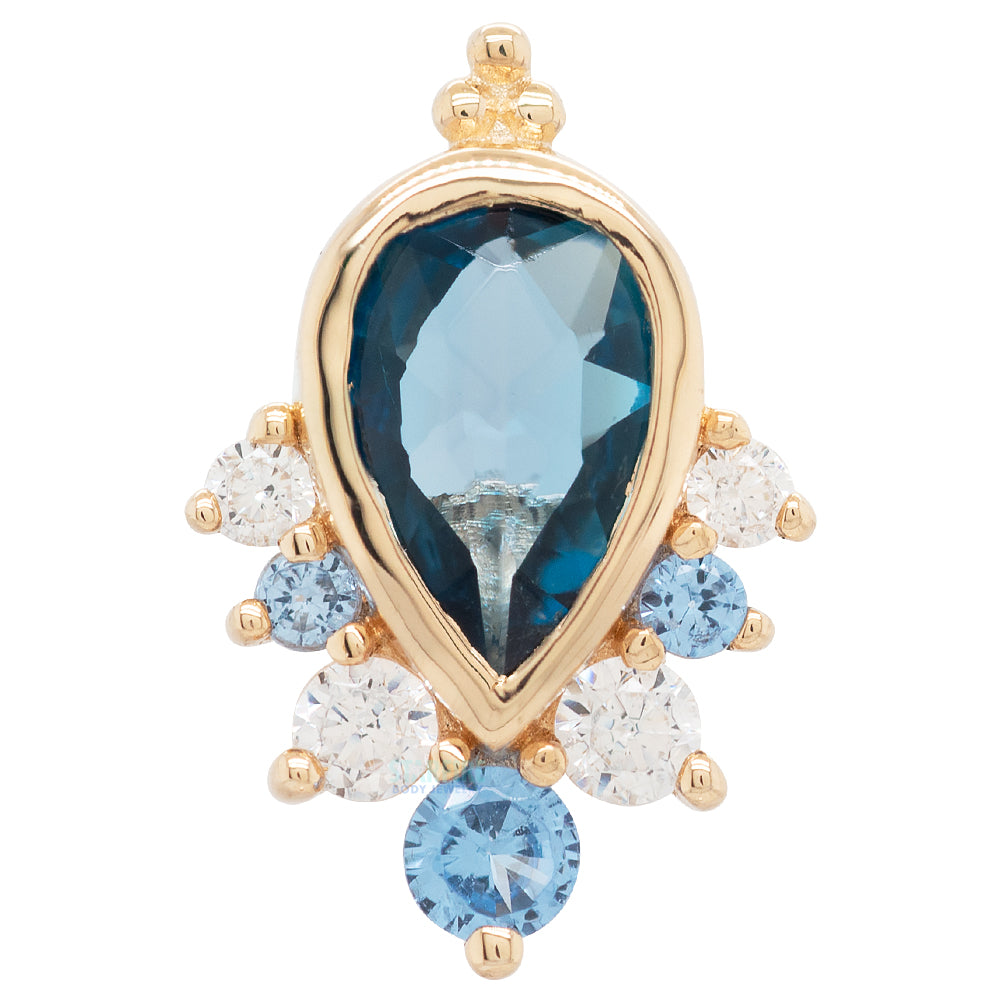 threadless: "Solitude" End in Gold with London Blue Topaz & CZ's
