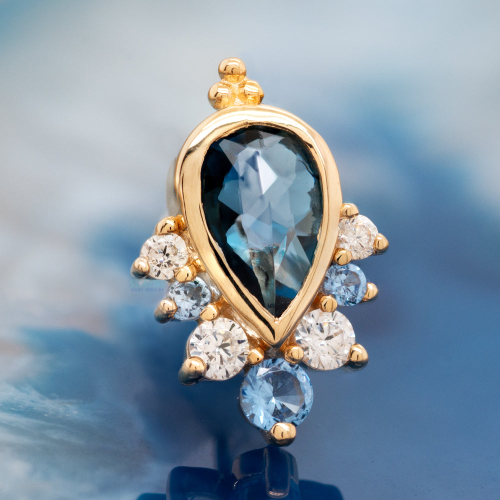 threadless: "Solitude" End in Gold with London Blue Topaz & CZ's
