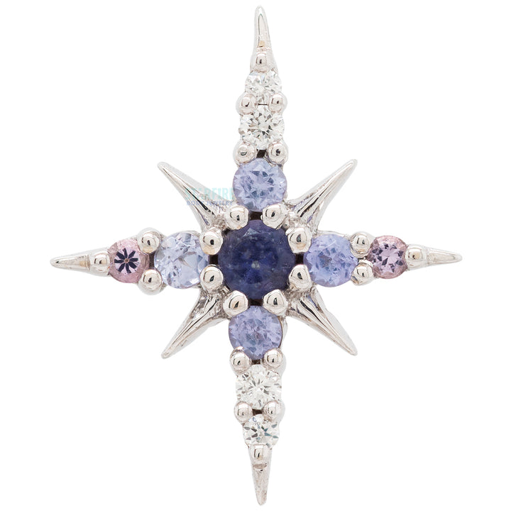 "Lady Katya" Threaded End in Gold with Diamond, Light Amethyst, Tanzanite & Iolite