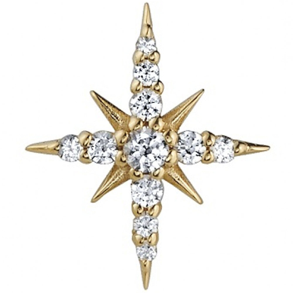 "Lady Katya" Threaded End in Gold with White CZ's