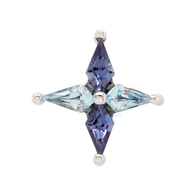 "Meteora" Threaded End in Gold with Swiss Blue Topaz & Chatham Alexandrite