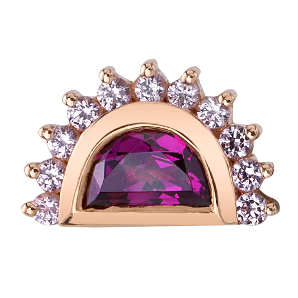 "Triton" Threaded End in Gold with Rhodolite & Light Pink Sapphires