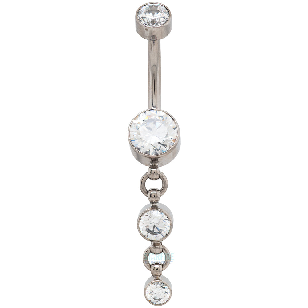 "Balance" Faceted Gem Navel Curve with Dangle