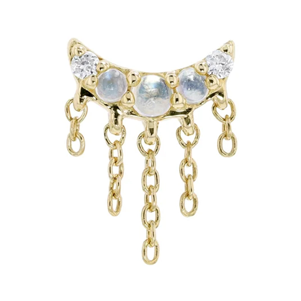 threadless: "Layla" End with Chains in Gold with Moonstone & Diamonds