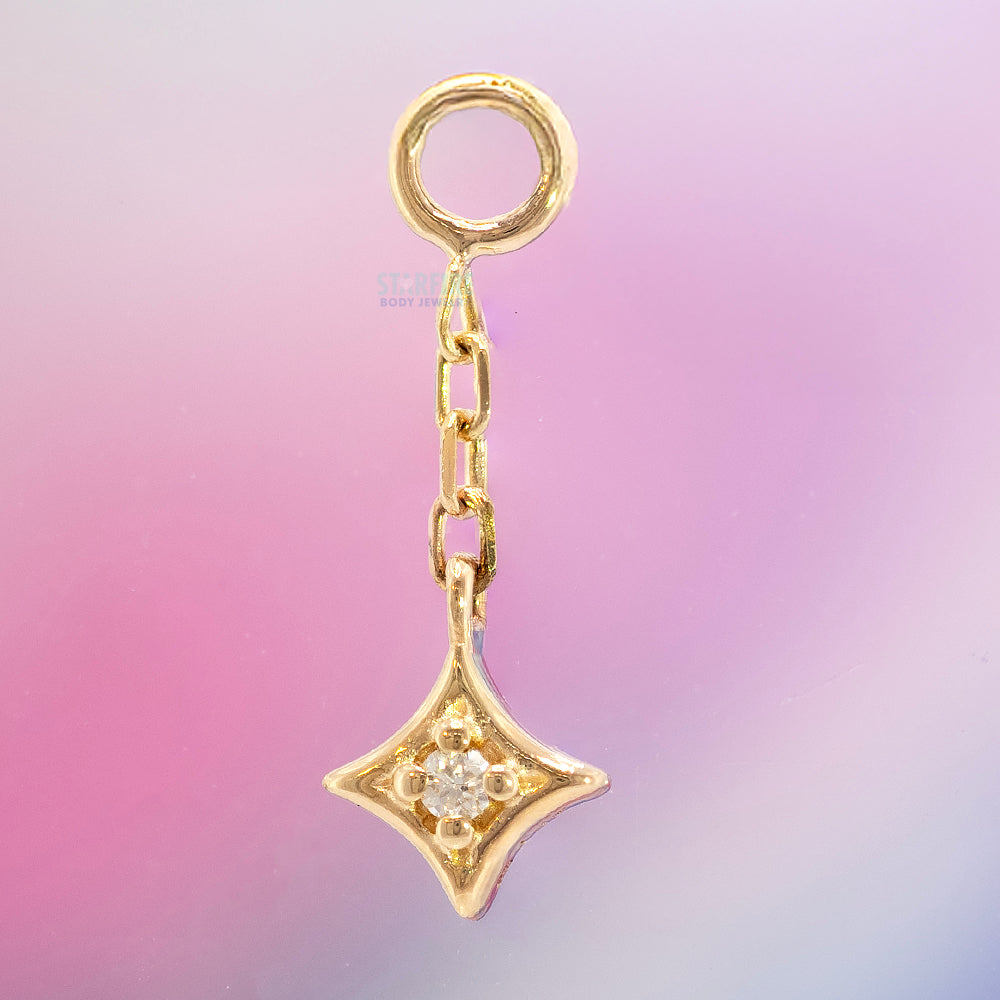 "Zara" Chain Charm in Gold with Diamond