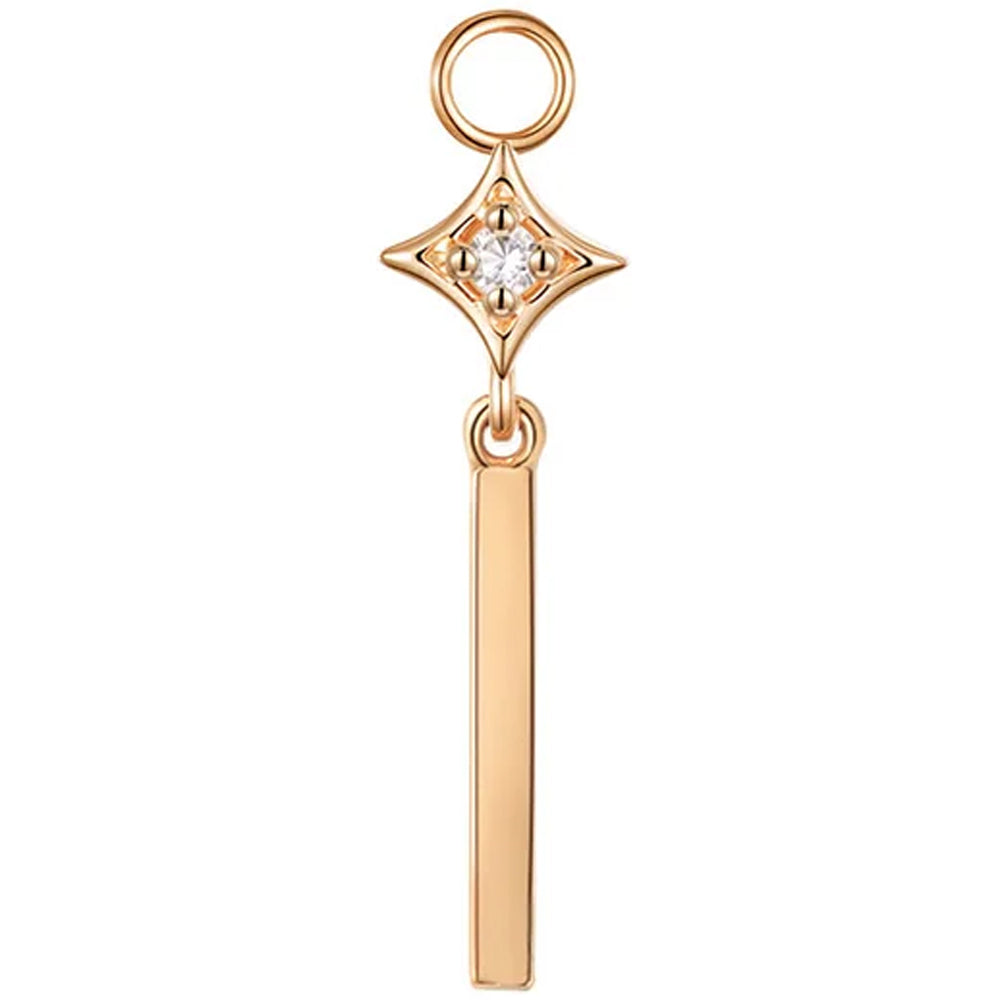 "Zara" Charm with Dangle in Gold with Diamond