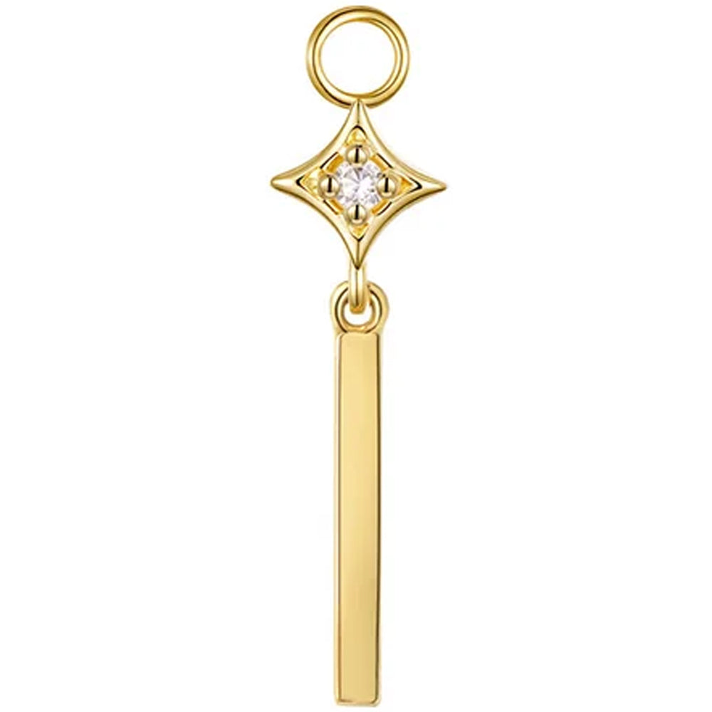 "Zara" Charm with Dangle in Gold with Diamond