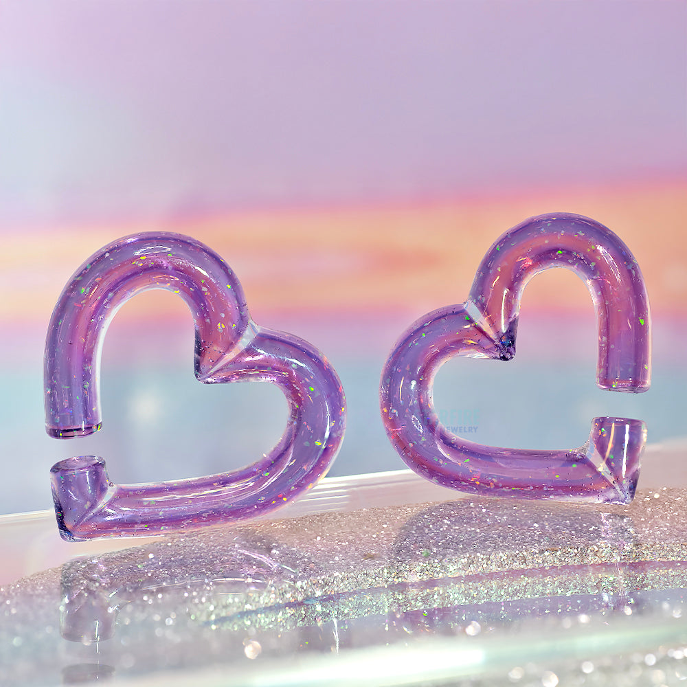 Glass Hearts - Purple Crushed Opal
