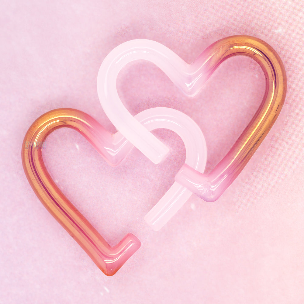 Glass Hearts - 22k Gold & Rose Quartz