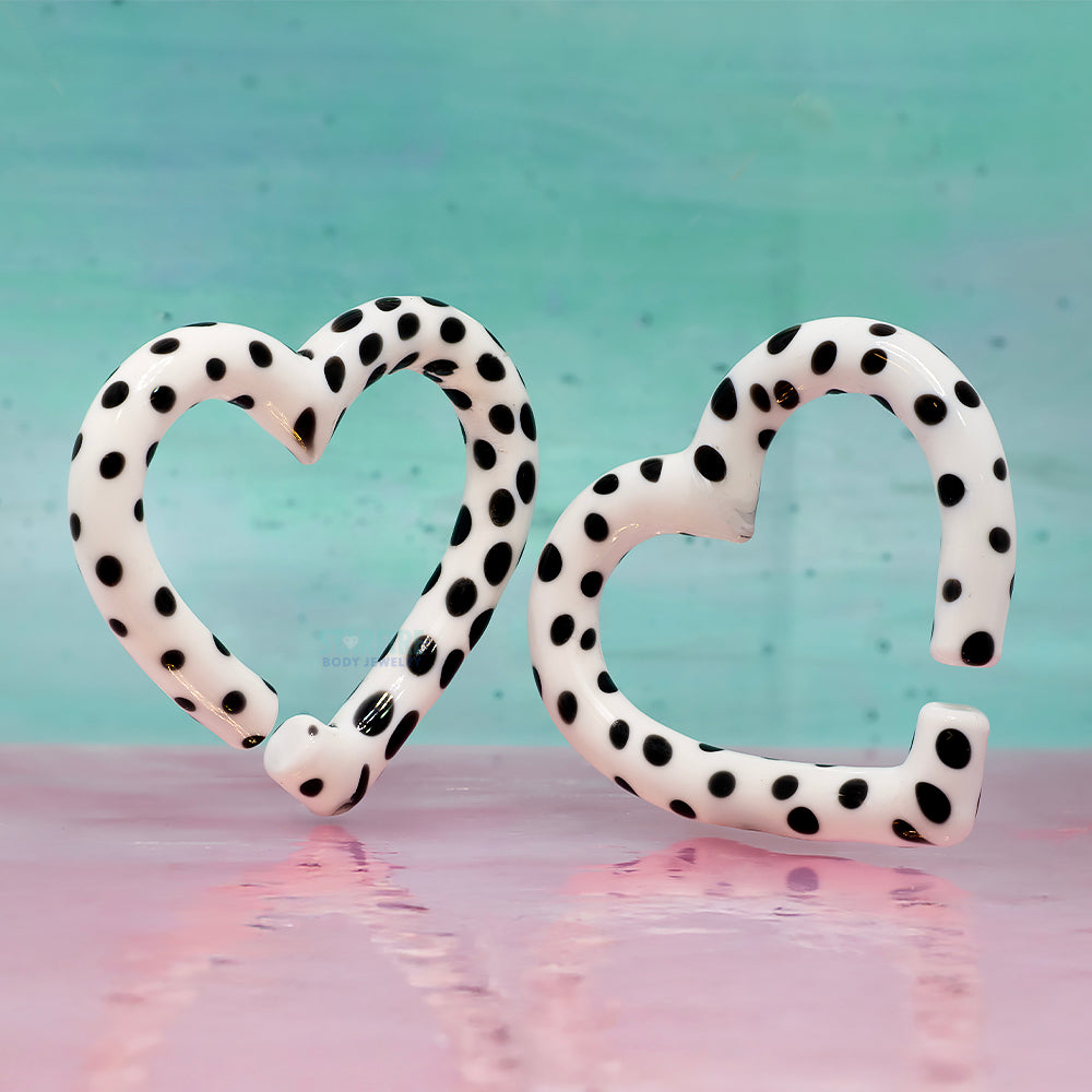 Glass Hearts - Black on White Polka Dots