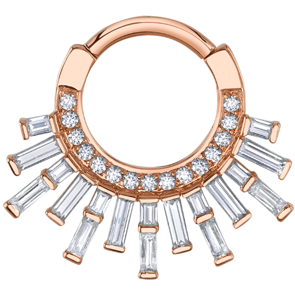 "Mountain Light" Hinge Ring in Gold & Platinum with White CZ's