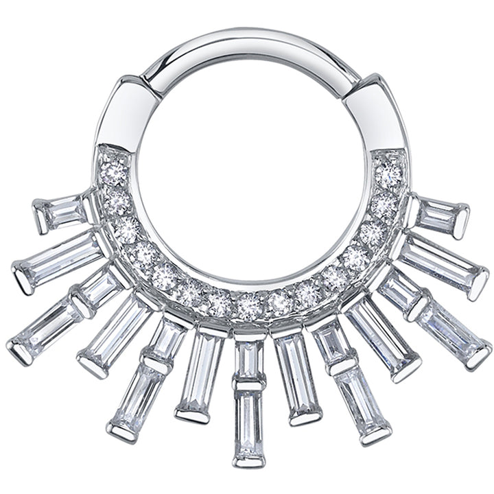 "Mountain Light" Hinge Ring in Gold & Platinum with White CZ's