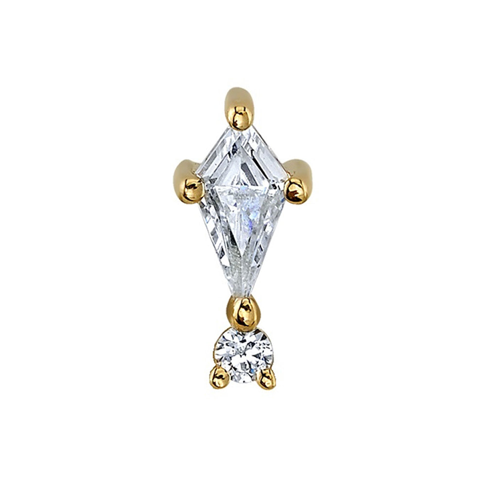 "Kiss and Tell" Threaded End in Gold with White CZ