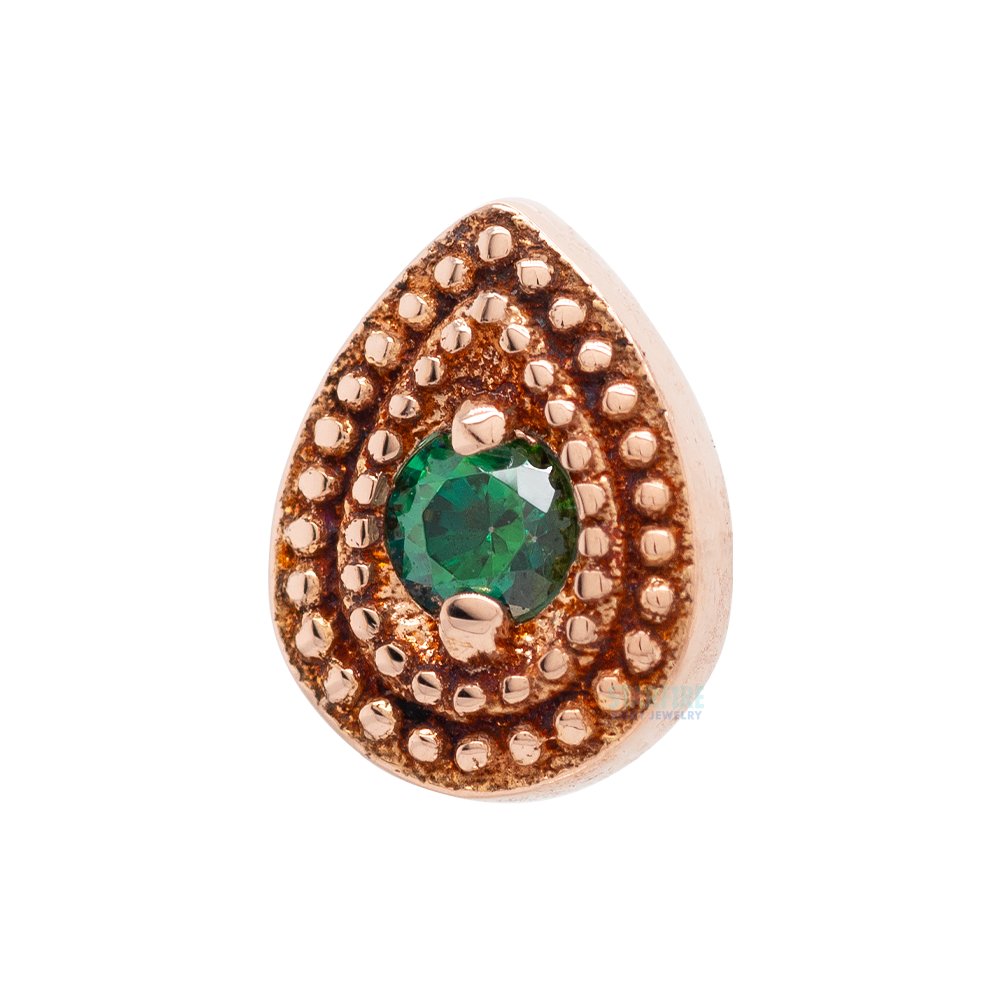 threadless: Double Millgrain Pear Pin with Faceted Gem in Gold