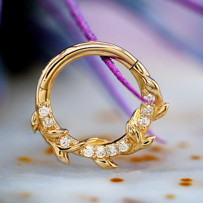 "Wild Hearts" Hinge Ring / Clicker in Gold with CZ's
