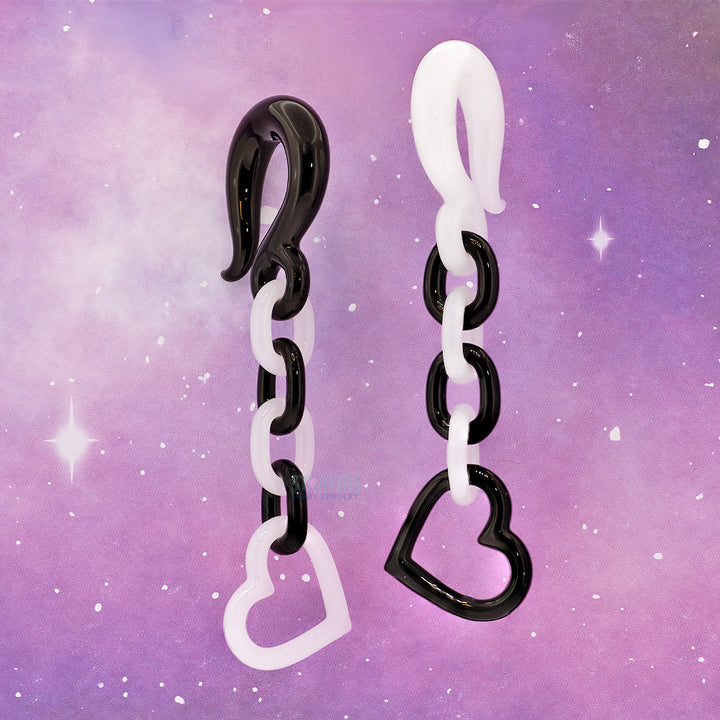 Glass Heart Chain Weights - Black & White