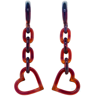 Glass Heart Chain Weights - Peacock Amber