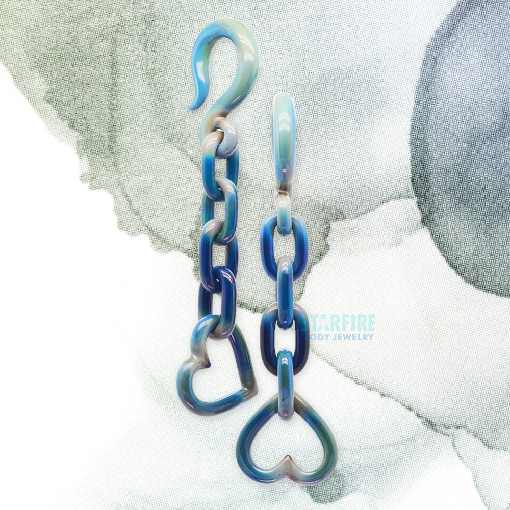 Glass Heart Chain Weights - Blue Moon