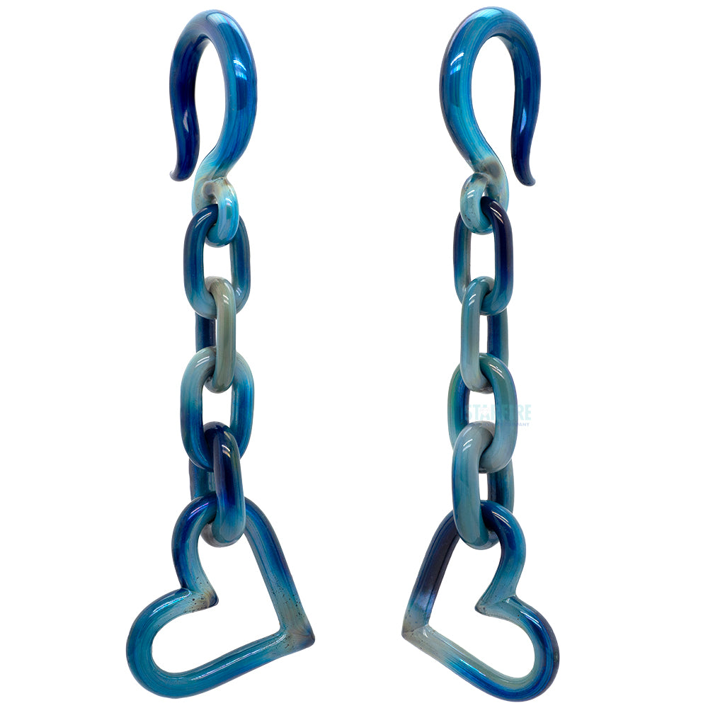 Glass Heart Chain Weights - Blue Moon