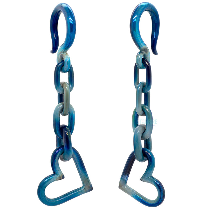 Glass Heart Chain Weights - Blue Moon
