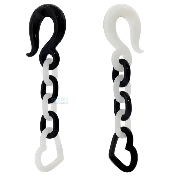 Glass Heart Chain Weights - Black & White