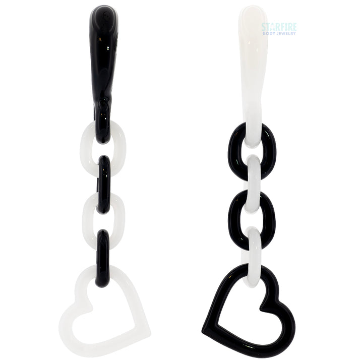 Glass Heart Chain Weights - Black & White