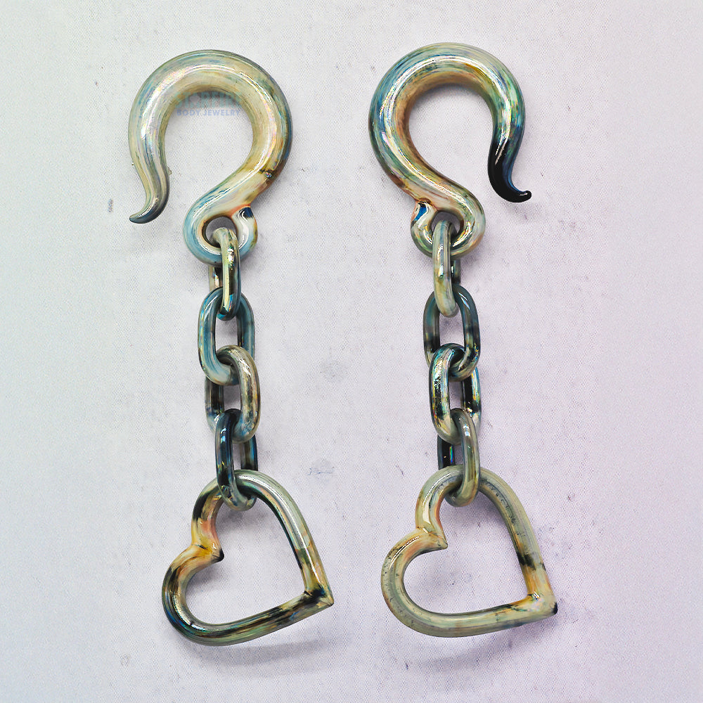 Glass Heart Chain Weights - Peacock Green