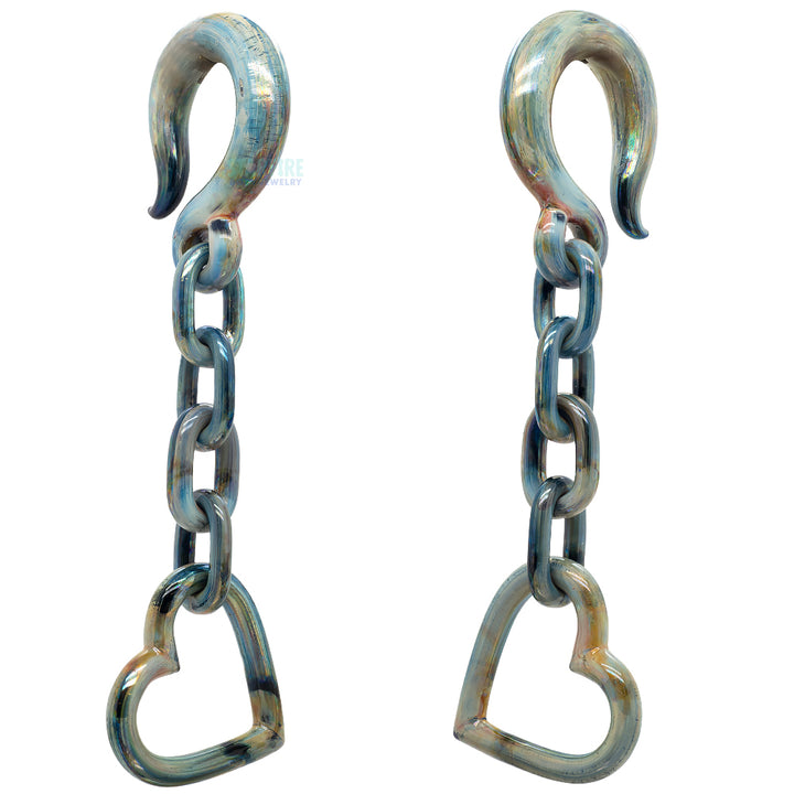 Glass Heart Chain Weights - Peacock Green