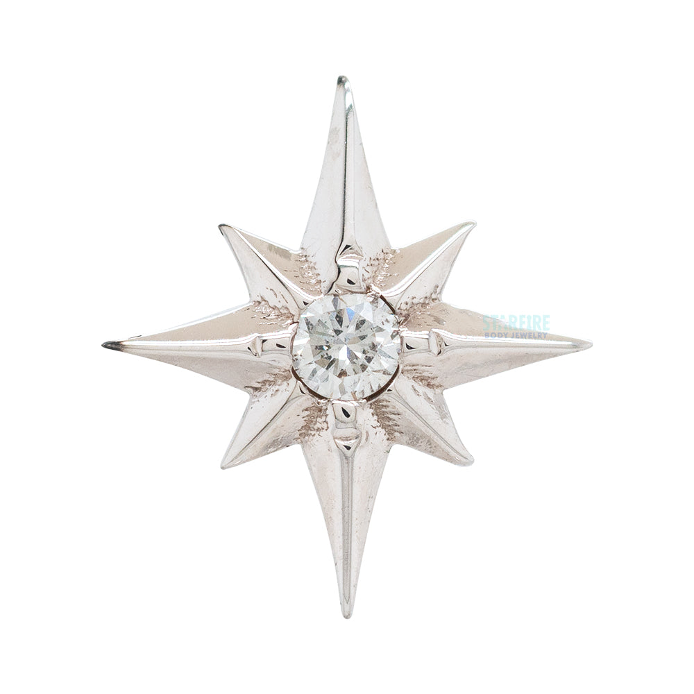 "North Star" Threaded End in Gold & Platinum with CZ