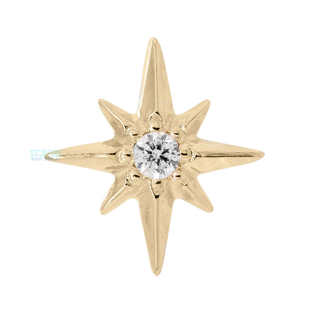 "North Star" Threaded End in Gold & Platinum with CZ