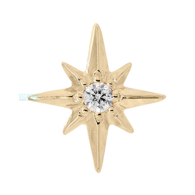 "North Star" Threaded End in Gold & Platinum with CZ