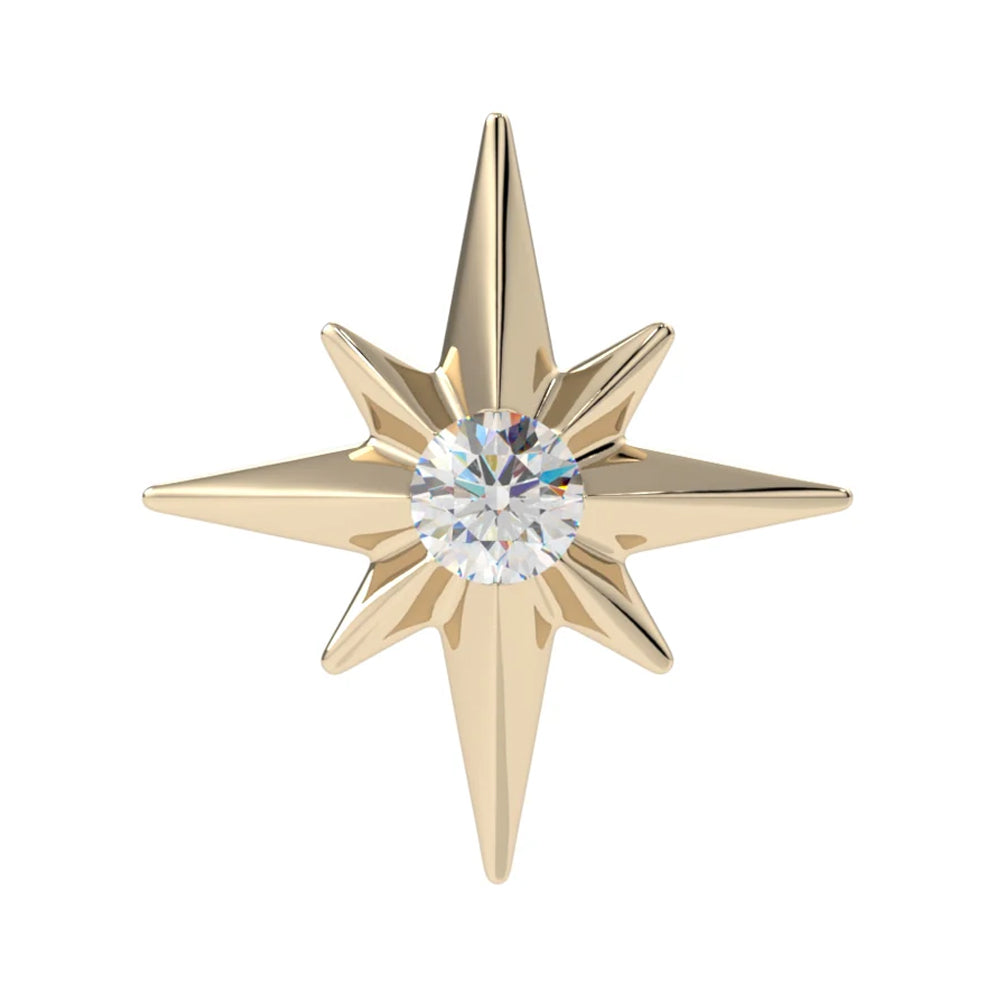 "North Star" Threaded End in Gold & Platinum with Diamond