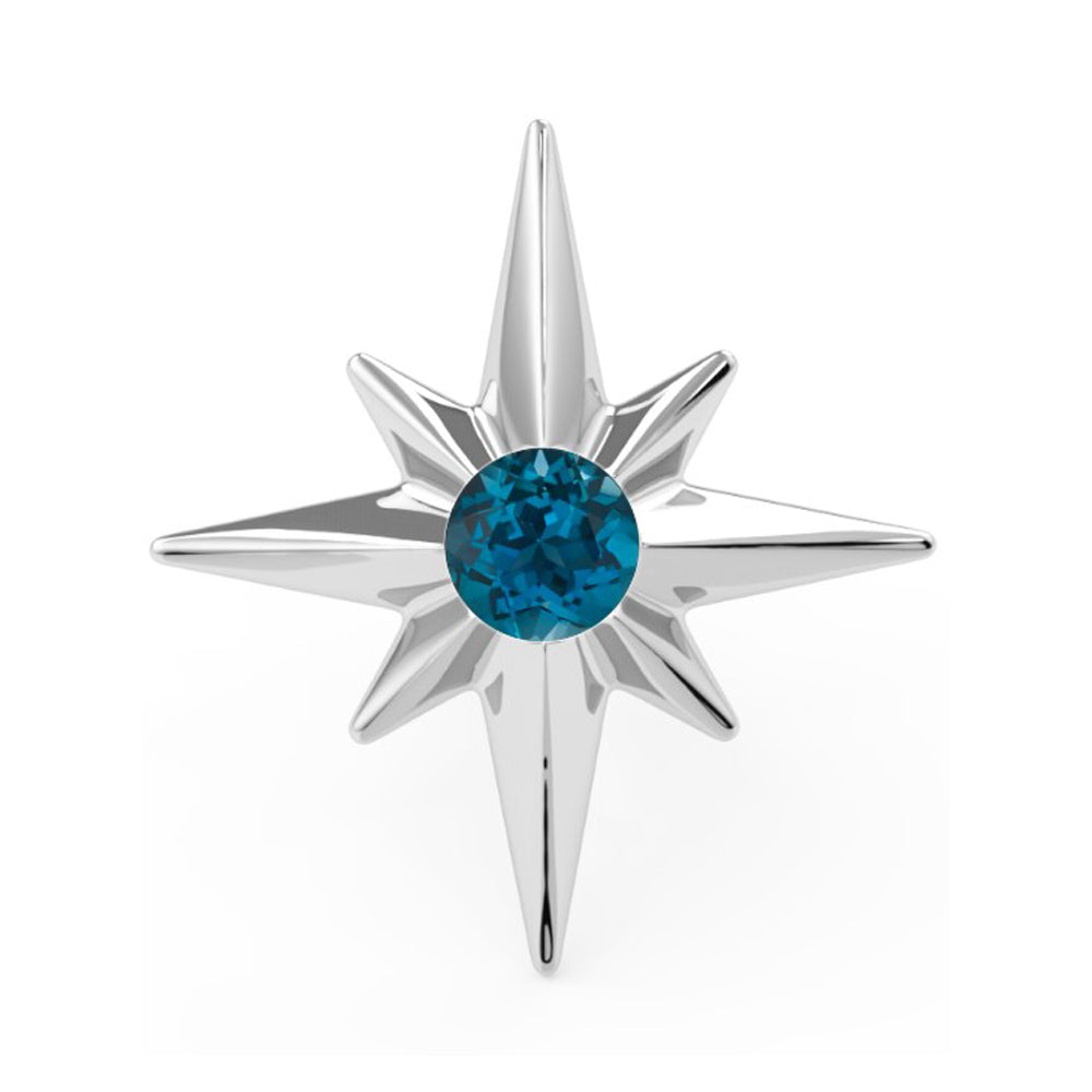 "North Star" Threaded End in Gold & Platinum with London Blue Topaz