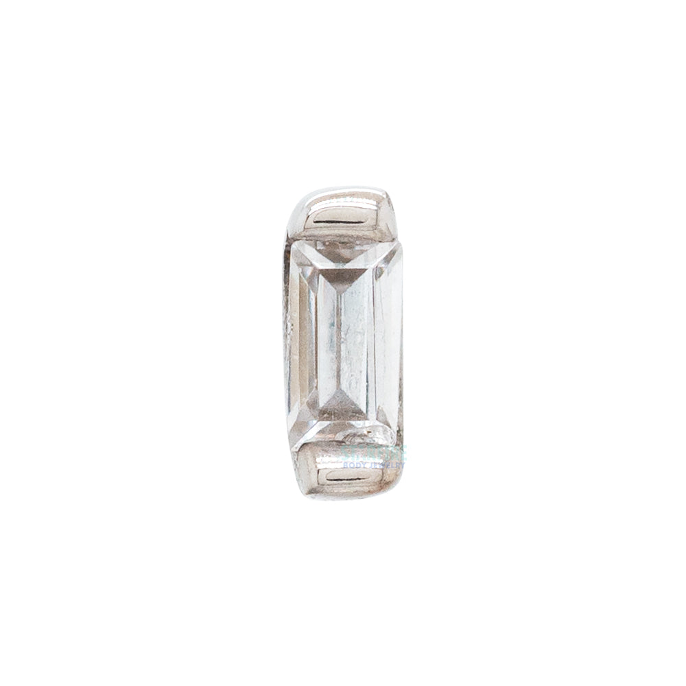 Channel Set Baguette Threaded End in Gold & Platinum with CZ