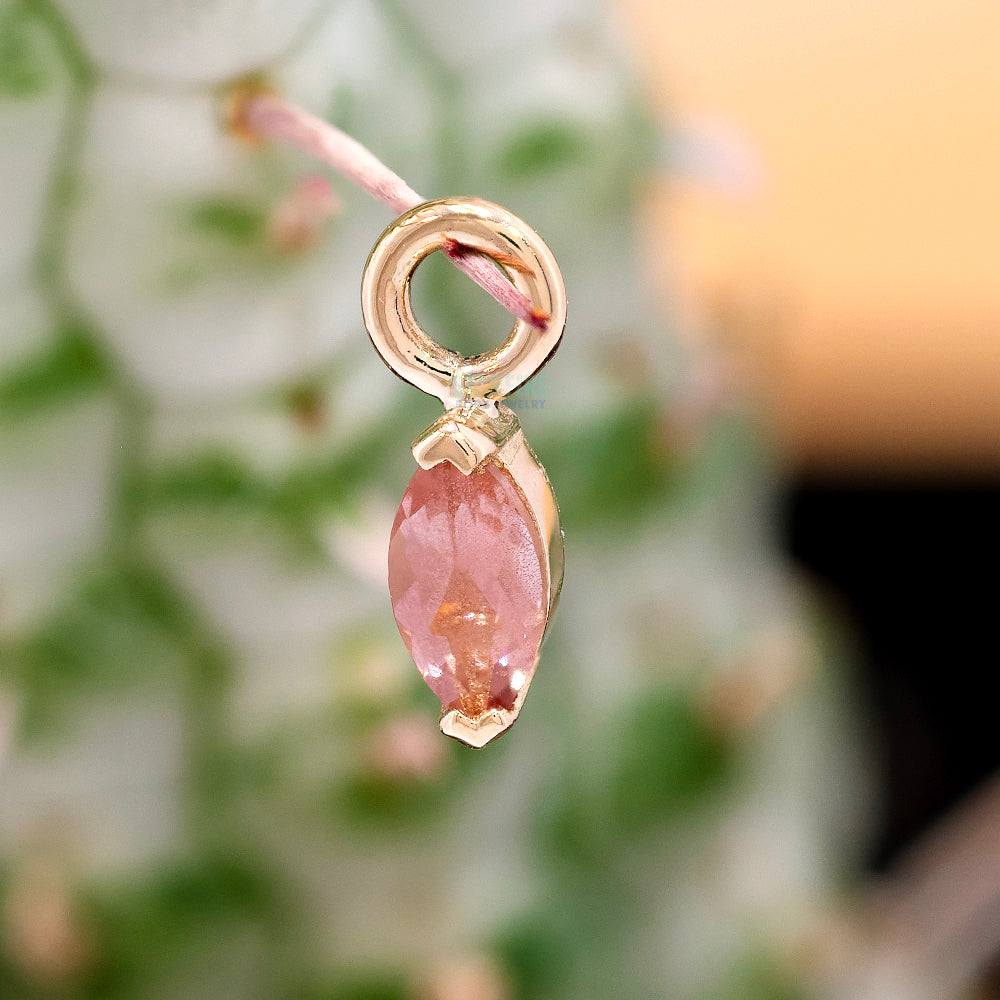 V Prong Marquise Charm in Gold & Platinum with Oregon Sunstone