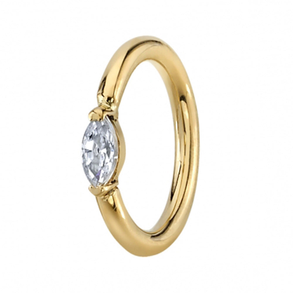 V Prong Marquise Fixed Seam Ring (FBR) in Gold with White CZ