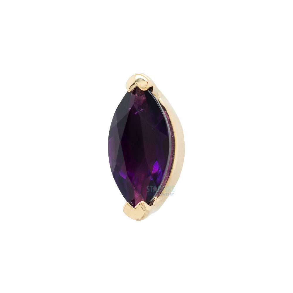 V Prong Marquise Threaded End in Gold with Amethyst