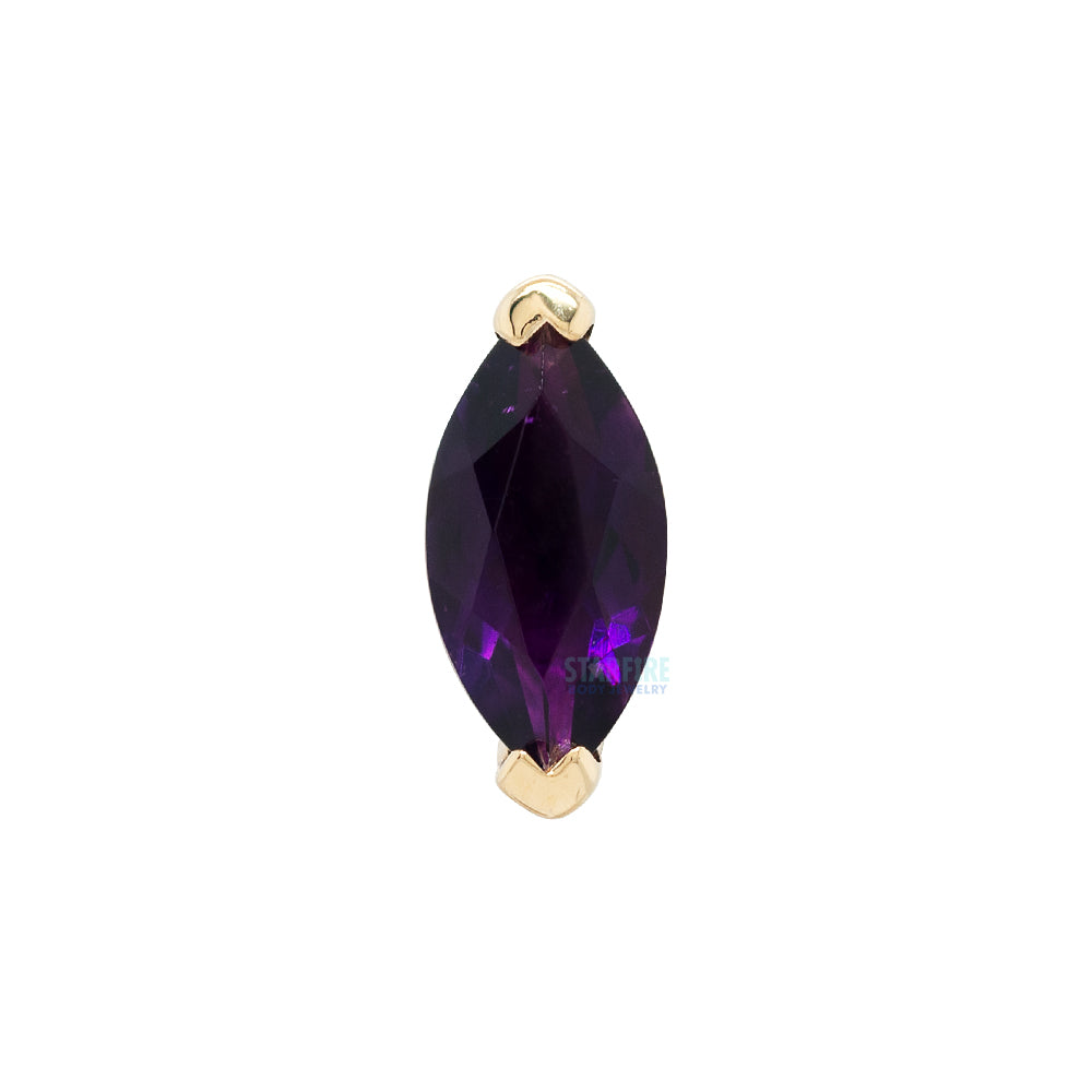 V Prong Marquise Threaded End in Gold with Amethyst