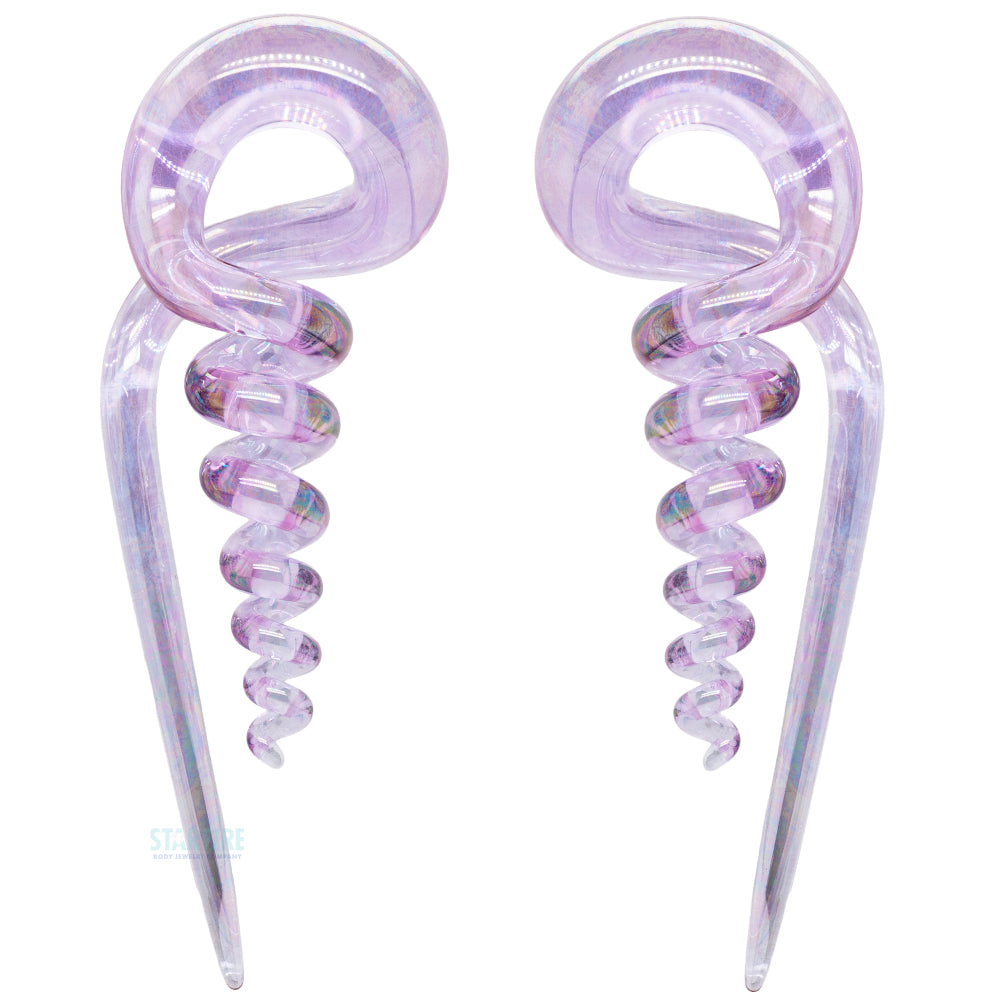 Glass Corkscrew Squids - Oil Slick Purple Rain