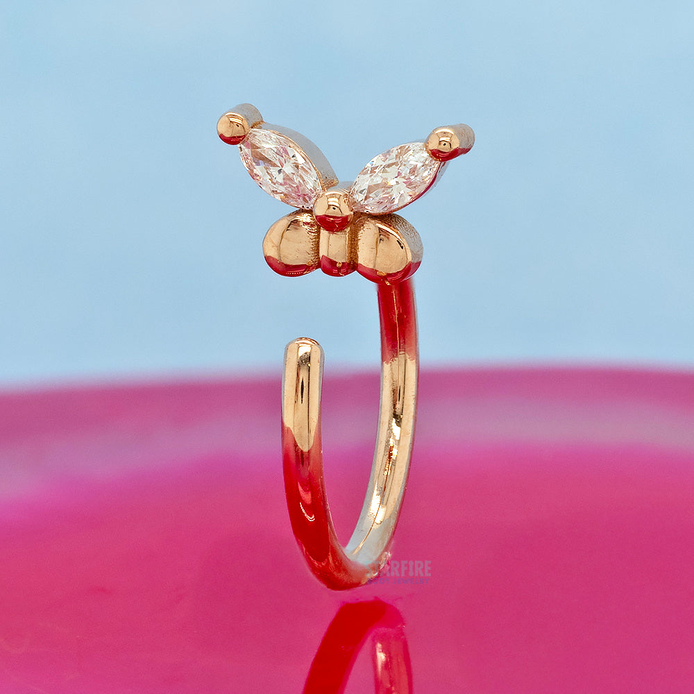 "Tink" Nostril Nail Ring in Gold & Platinum with White CZ's