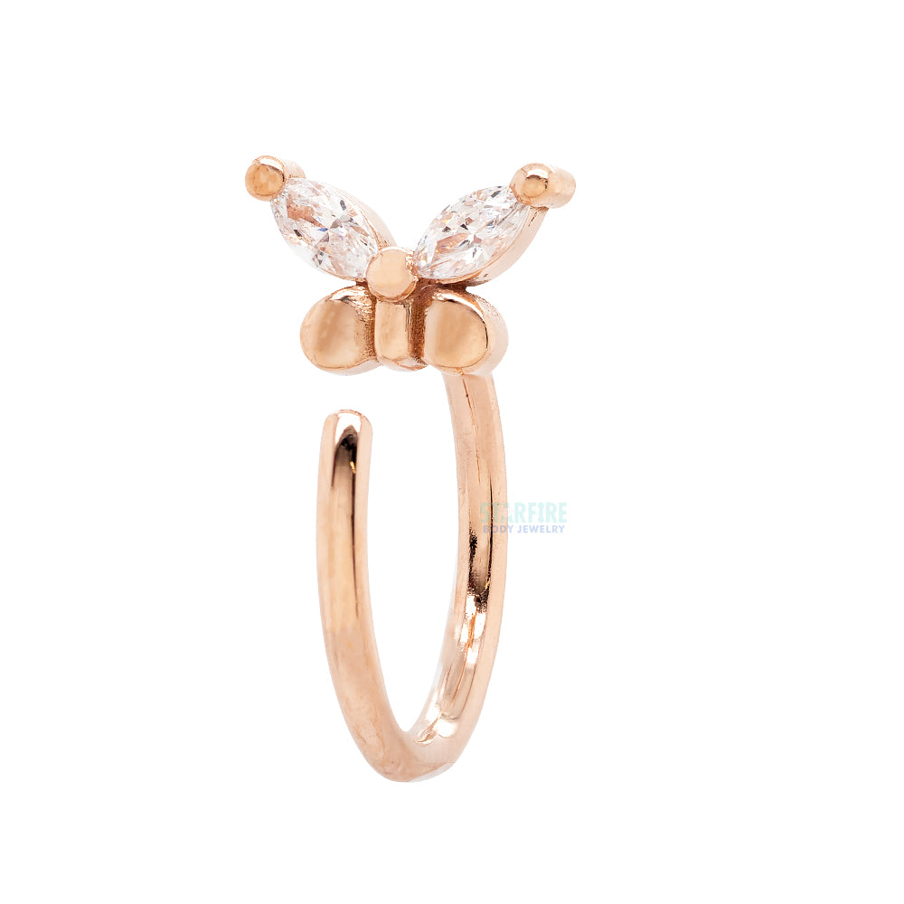 "Tink" Nostril Nail Ring in Gold & Platinum with White CZ's
