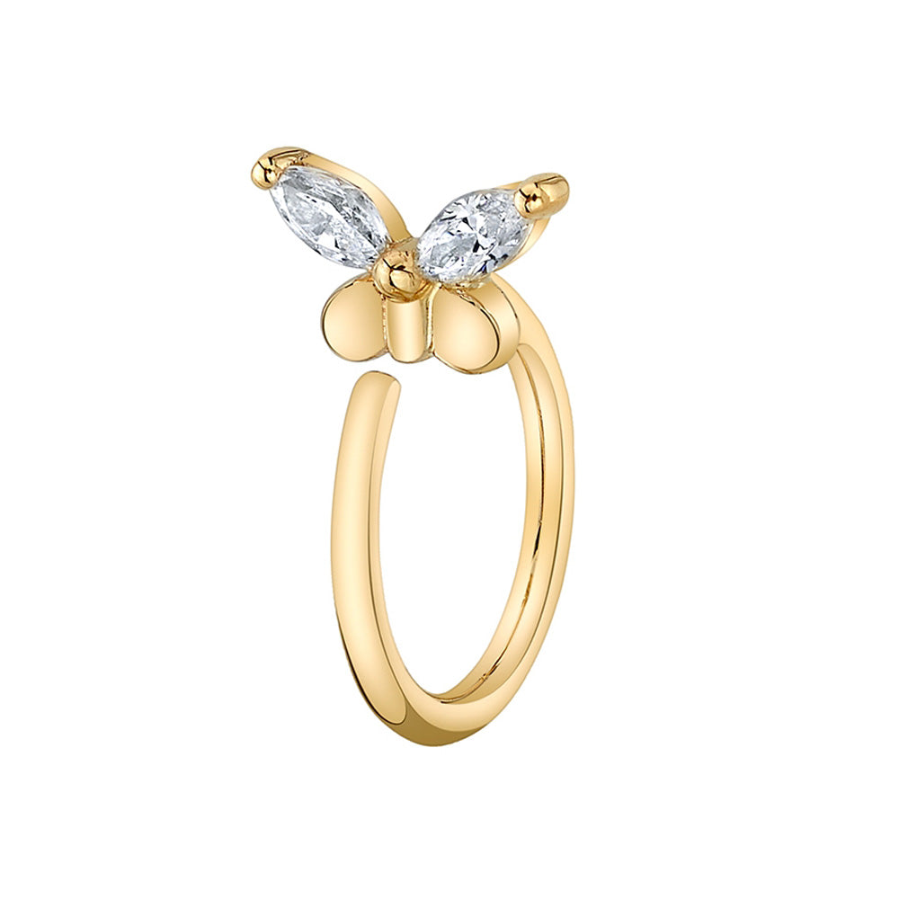 "Tink" Nostril Nail Ring in Gold with White CZ's