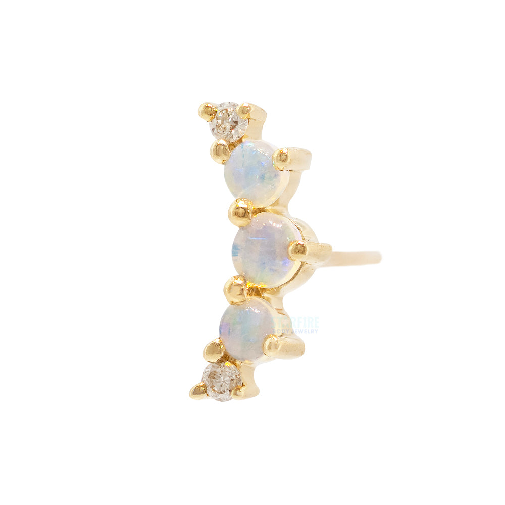 threadless: "Annette" End in Gold with Opal & Diamonds